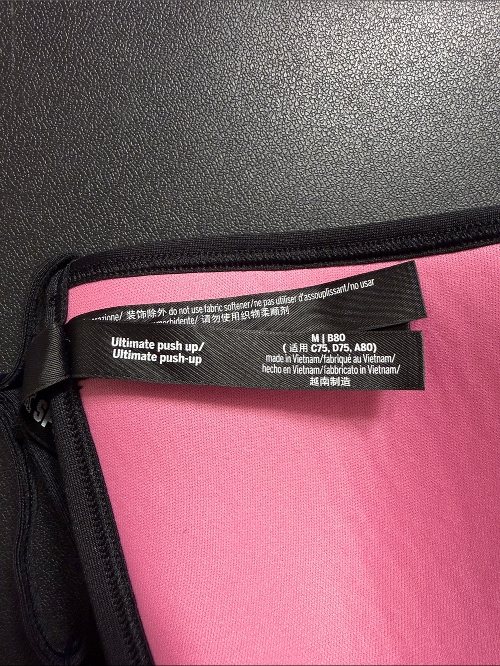 Victoria’s Secret Pink Sport- Women's Black Bathing Suit Top- Ultimate Push Up M - Picture 5 of 6